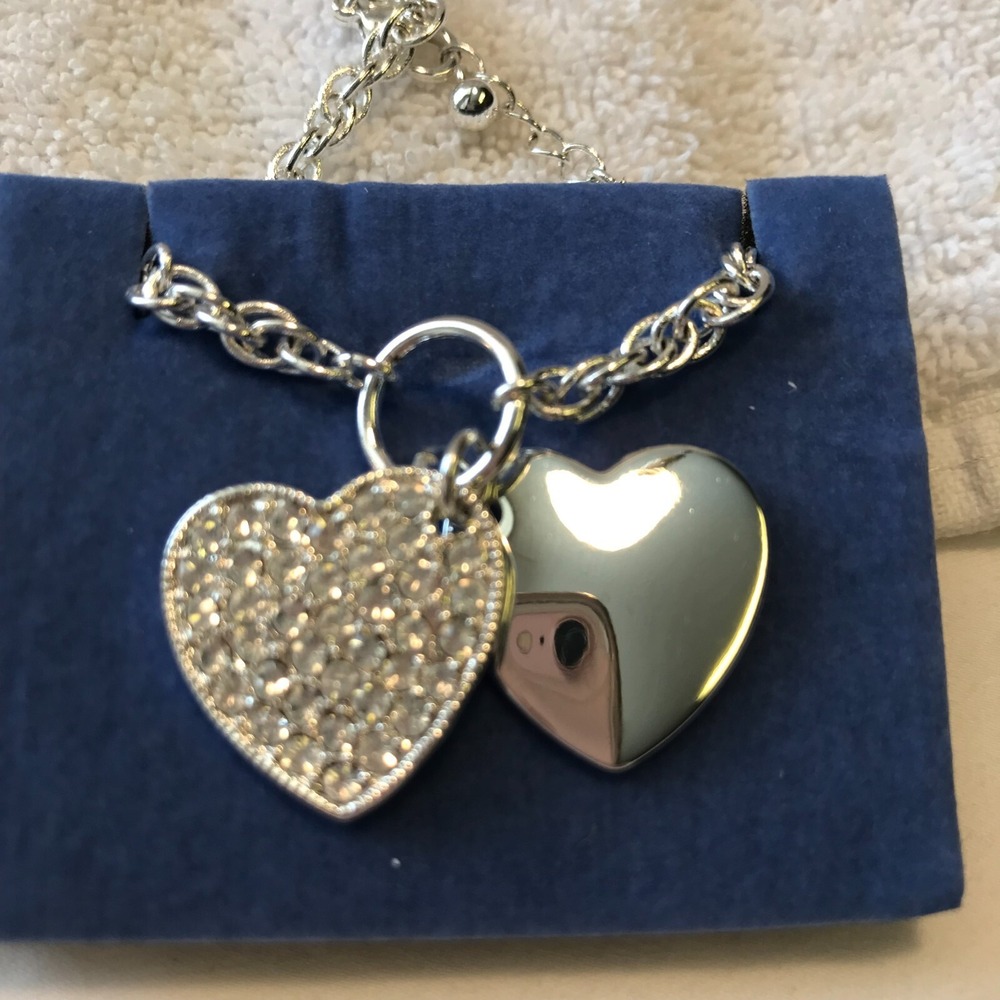 Vintage Avon 2004 Heart Accent Bracelet - Silvertone